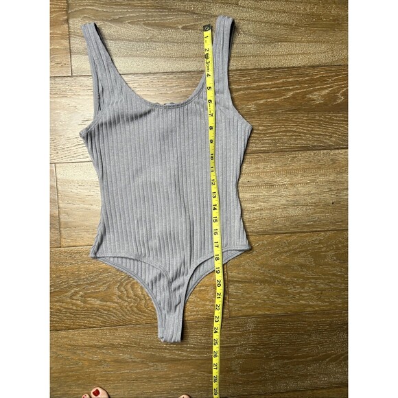 NEW JLUXLABEL Ribbed Tank Bodysuit ZipperGray Size Large NWT Stretch - Picture 6 of 8
